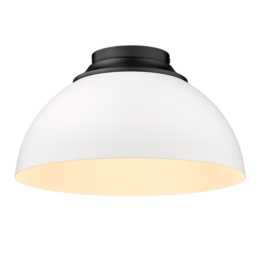 Yep by Golden Lighting Zoey 3-light Flush Mount in Matte Black and Matte White shade